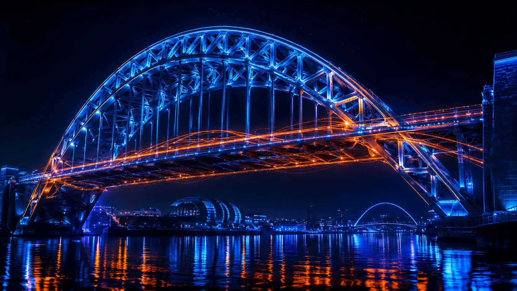 Tyne Bridge Newcastle illuminated at night